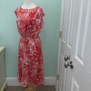 NWT H&M Midi Dress Red And White Floral Size 4